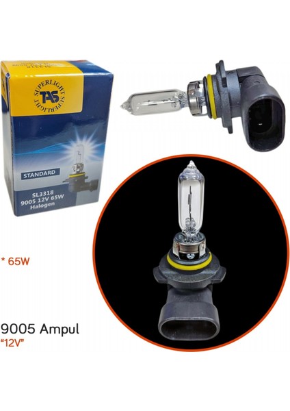 Tas Süperlight 12V 9005 Ampul Halogen 65W SL3318 (10 Lu)