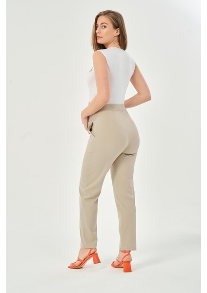 Kadın Hamile Pantolon Belden Ayarlı Esnek Gabardin Model Taş Renk indirimleri
