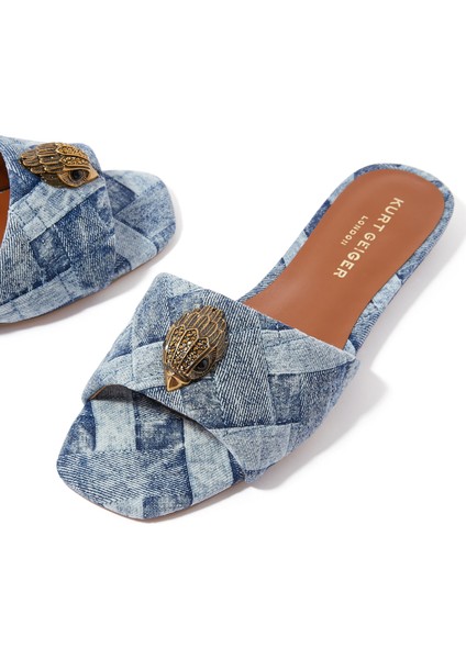 Kurt Geiger Topuklu Ayakkabı Kensington Denim Flat Sandals Rahat Şık