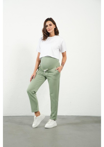 Hamile Esnek Karın Bantlı Beli Ayarlanabilir Kapüşonlu Emzirme Detaylı Eşofman Takımı Mintyeşili fırsatları