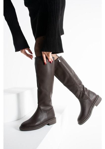 Kety Kahverengi Cilt Lastik Detaylı Kadın Çizme fiyatları