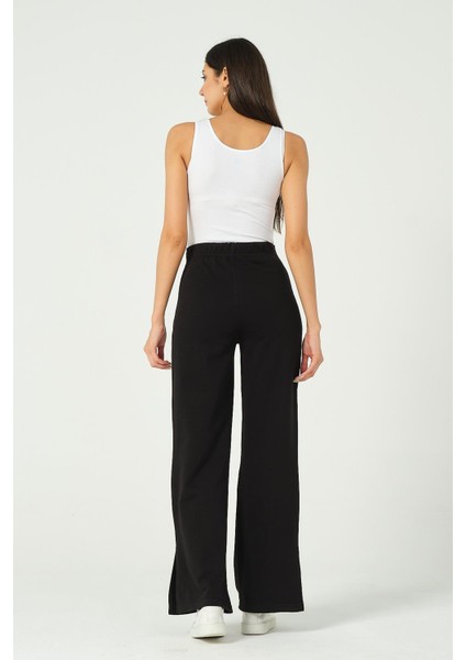 Hamile Esnek Karın Bantlı Yandan Yırtmaçlı Beli Ayarlanabilir Alt Eşofman Siyah indirimleri