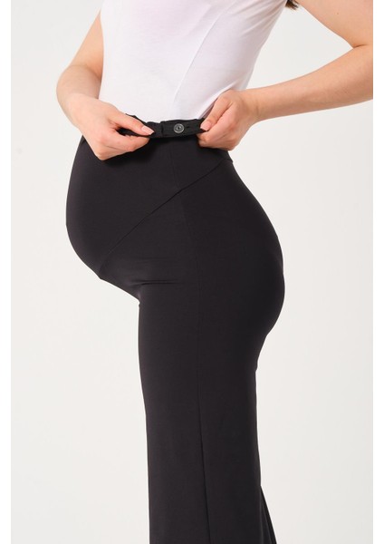 Hamile Esnek Karın Bantlı Bol Paça Spor Pantolon Siyah indirimleri
