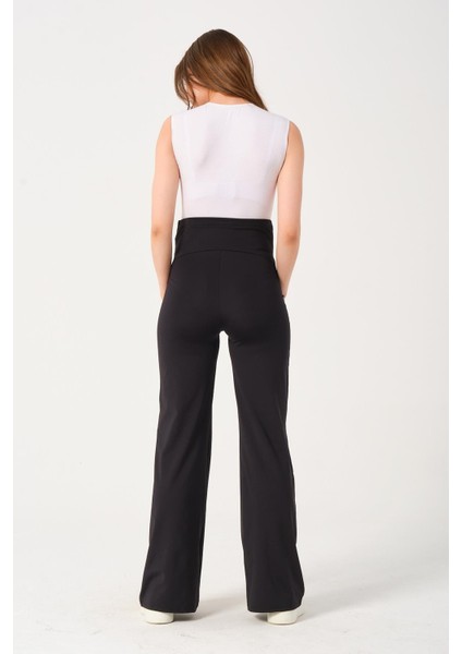 Hamile Esnek Karın Bantlı Bol Paça Spor Pantolon Siyah fırsatları