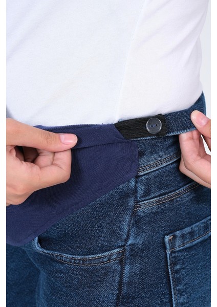 Hamile Karnı Saran Esnek Bantlı Arka Kemerli Bol Paça Kot Pantolon Mavi fırsatları