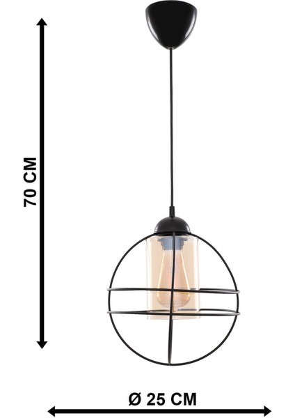 Zumba Tekli Siyah Çift Halka Camlı Avize indirimleri