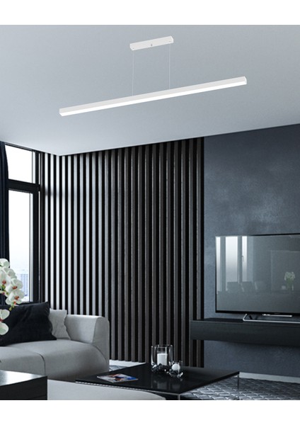 Lineer 120cm (Beyaz Kasa, Beyaz Işık) Ledli Modern Sarkıt Linear LED Avize Salon Mutfak Oturma Odası Yatak Odası Antre Hol Ofis LED fiyatları