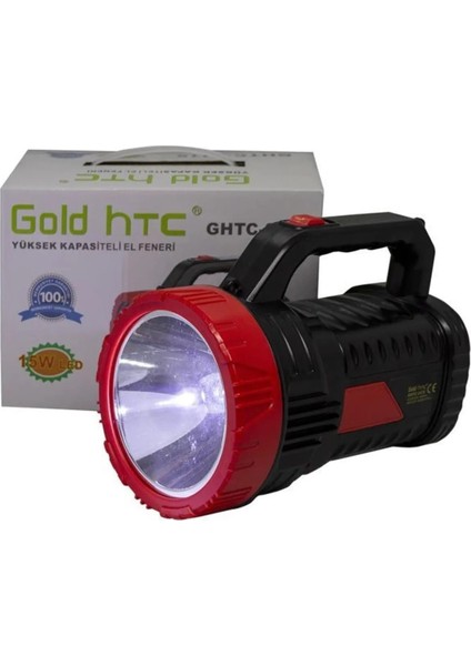 LED Projektör Işıldak Şarjlı El Feneri 15W Gold Htc GHTC-2415