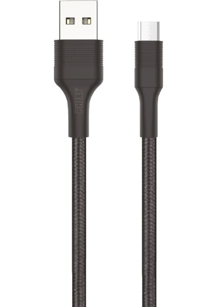Populermarketim - Force CB431M Hasır Örgü ve Ekstra Güçlendirilmiş Silikon Başlıklı Micro USB Hızlı Şarj ve Data Kablo