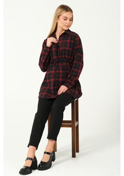 Hamile Uzun Kollu Ekose Gömlek Bordo fiyatları