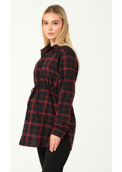 Hamile Uzun Kollu Ekose Gömlek Bordo modelleri