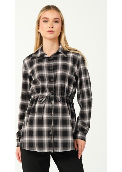 Hamile Uzun Kollu Düğmeli Ekose Gömlek Siyah fırsatları