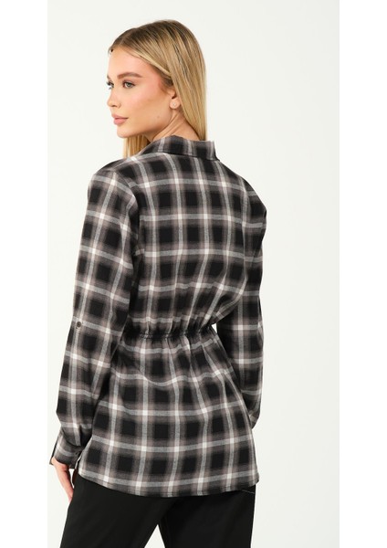 Hamile Uzun Kollu Düğmeli Ekose Gömlek Siyah indirimleri