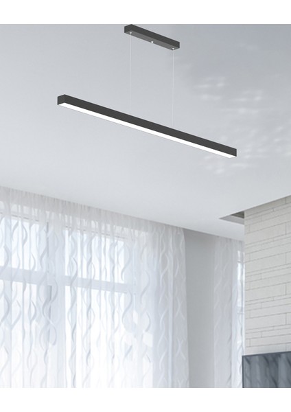 Lineer 120cm (Siyah Kasa, Beyaz Işık) Ledli Modern Sarkıt Linear LED Avize Salon Mutfak Oturma Odası Yatak Odası Antre Hol Ofis LED fiyatları