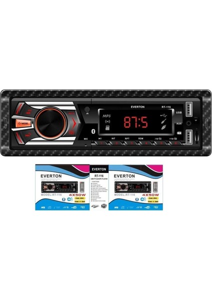 Çift Usb'Li Usb-Sd-Fm-Aux- Bluetooth Oto Teyp 4X50 Watt Rt-116