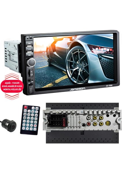 JS-1990 Double Teyp Kameralı 7" 4X55W Mirror Link Bt/usb/sd/mp5/aux/fmtofas Seri