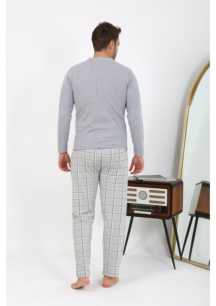 Erkek Uzun Kol Penye Gri Pijama Takımı 6861
