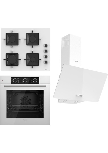 Fryart Ss Serisi Beyaz Set (SS206 + QXE62CB +D087 ) - Kare Emaye Izgara