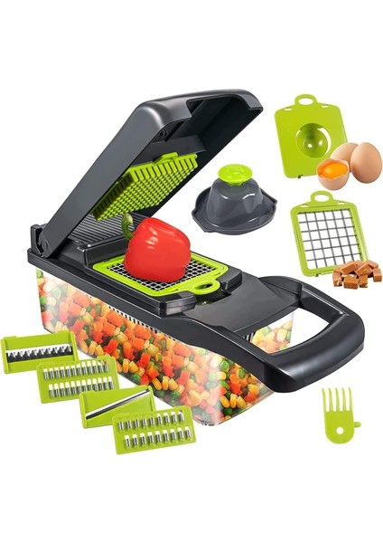 Sebze Doğrayıcı, Pratik Sebze Dilimleyici Hızlı ve Kolay Sebze Dilimleyici, Çok Amaçlı Sebze Dilimleyici ve Rendesi, 11 Başlıklı Dilimyeci, Patates Dilimyeci, En Pratik Mutfak Aparatı