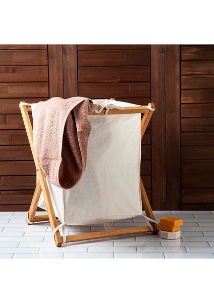 Ahşap Ayaklı Katlanır Çamaşır Sepeti 40 x 34 cm Mini Boy