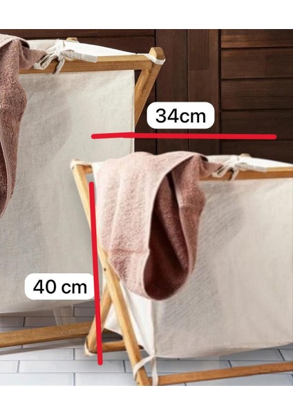 Ahşap Ayaklı Katlanır Çamaşır Sepeti 40 x 34 cm Mini Boy