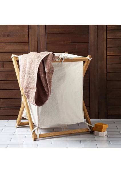 Ahşap Ayaklı Katlanır Çamaşır Sepeti 40 x 34 cm Mini Boy