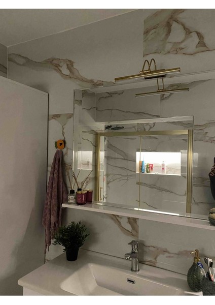 35 cm Gold Kasa Beyaz Işık Pilli Değildir Elektrikli Banyo Ayna Tablo Aydınlatma Flüt Kuğu LED Apli fırsatları