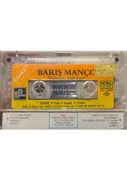 Barış Manço ‎– Değmesin… Yağlı Boya 1986 Baskı Kaset