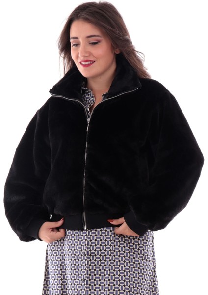 Kadın Dik Yaka Peluş Ceket - 15327330