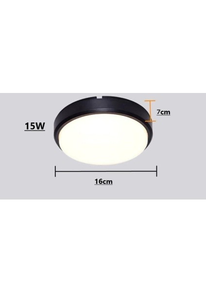 Balkon Lambası Teras Lambası Artos 15W Yuvarlak Siyah Banyo Lambası 6400K Beyaz Işık Tavan Lambası fırsatları