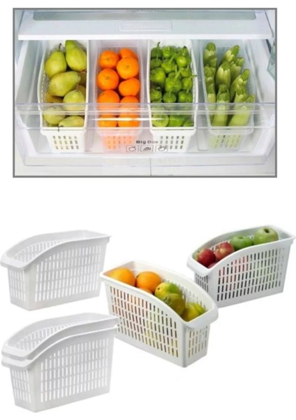 Buzdolabı Sepeti Dolap Içi Düzenleyici Sepet Organizer Beyaz 4 Adet 30X16X17 No:2
