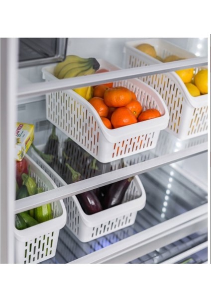 Buzdolabı Sepeti Dolap Içi Düzenleyici Sepet Organizer Beyaz 4 Adet 30X16X17 No:2