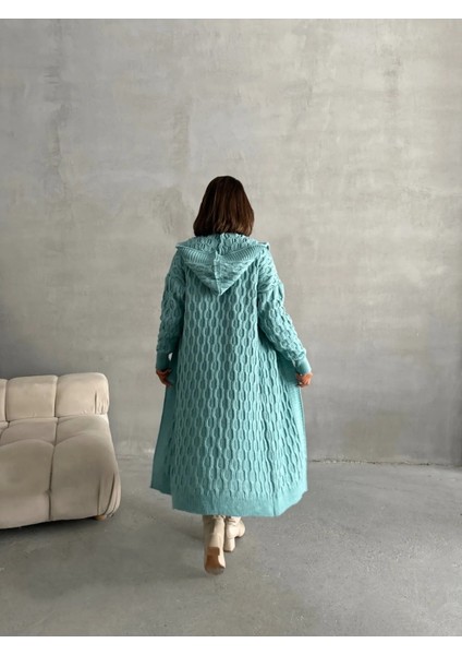 Kadın Standart Beden Kuşaklı Yeşil Pamuklu Triko Hırka fırsatları