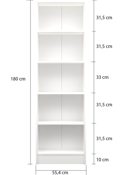 Yeti Mobilya Kuta FLAT56 Kitaplık 4 Kapaklı Kütüphane Çok Amaçlı Dolap