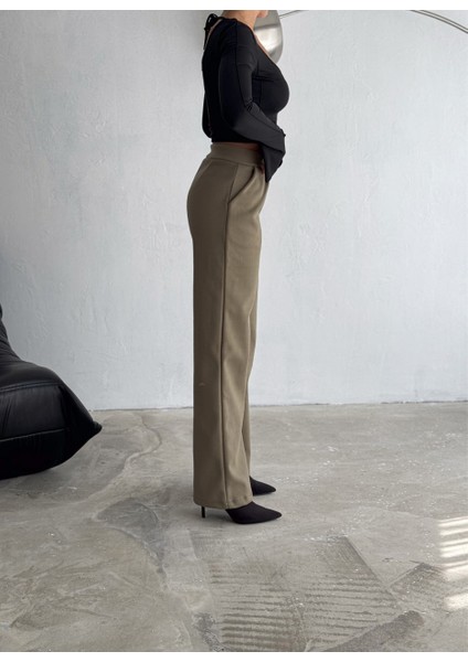 Kadın Kaşe Pantolon Geniş Paça Baggy Yüksek Bel Maxi fiyatları