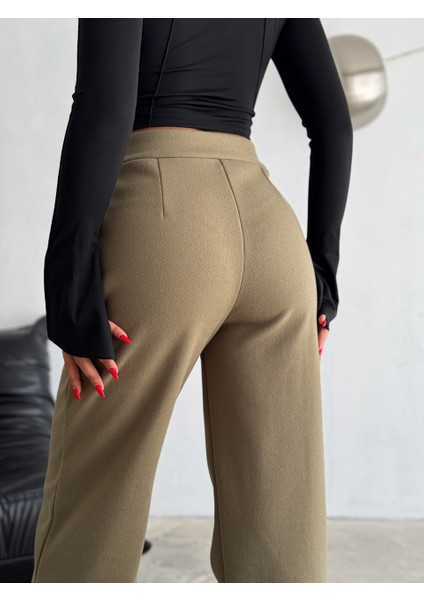 Kadın Kaşe Pantolon Geniş Paça Baggy Yüksek Bel Maxi fırsatları