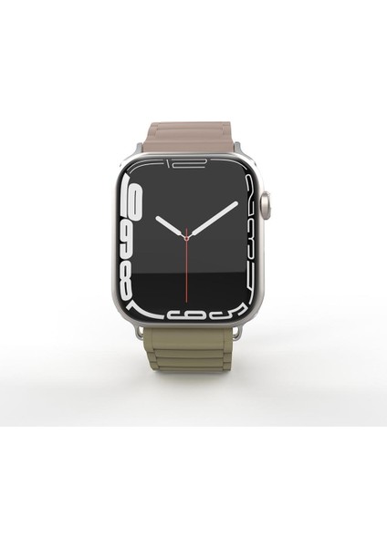 Apple Watch Ultra / Ultra 2 49 mm Uyumlu Mıknatıslı Silikon Kordon Çift Renkli Magnetik Kayış modelleri