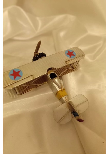 Metal Uçak Dekoratif Maket El Yapımı Oyuncak Teyyare Planör Beyaz Nazar Boncuk Çift Kanat Kamikaze