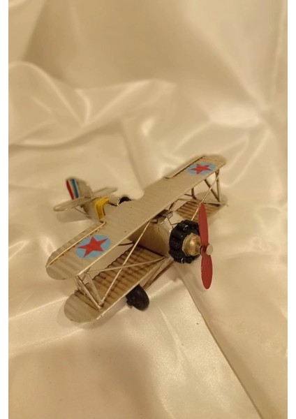 Metal Uçak Dekoratif Maket El Yapımı Oyuncak Teyyare Planör Beyaz Nazar Boncuk Çift Kanat Kamikaze modelleri