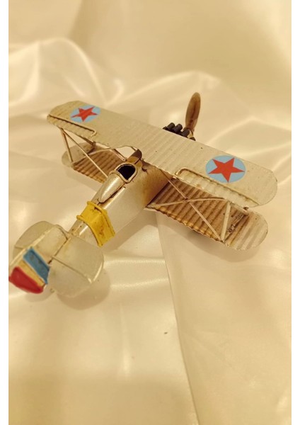 Metal Uçak Dekoratif Maket El Yapımı Oyuncak Teyyare Planör Beyaz Nazar Boncuk Çift Kanat Kamikaze fırsatları