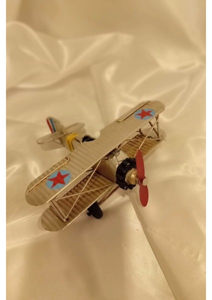 Metal Uçak Dekoratif Maket El Yapımı Oyuncak Teyyare Planör Beyaz Nazar Boncuk Çift Kanat Kamikaze indirimleri