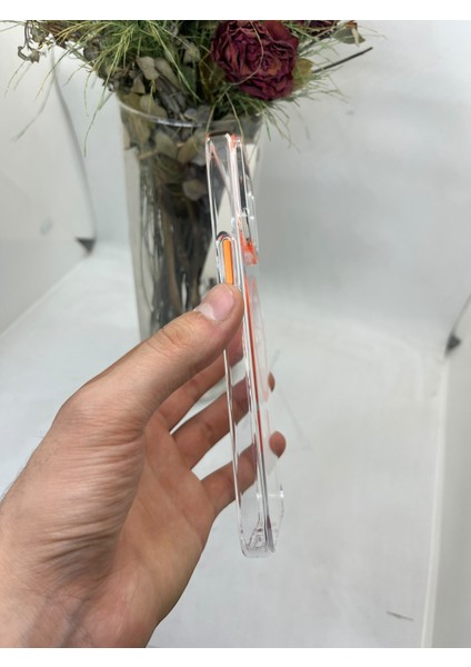 Apple iPhone 15 Pro Max Şeffaf Mika Turuncu Magsafe Kılıf