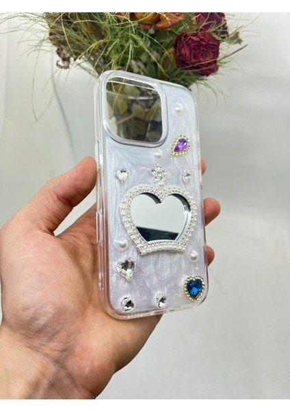 Apple iPhone 14 Pro Max Queen Tasarım Aynalı Taşlı Kılıf