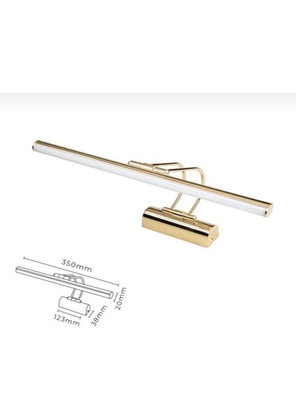 Anahtarlı 35 cm Gold Kasa Beyaz Işık Elektrikli Banyo Duvar Ayna Tablo Aydınlatma Flüt Kuğu Aplik