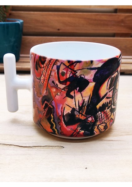 Dali, Van Gogh, Picasso, Kandinsky, Klimt, Monet Tasarımlı 6'lı T Kulplu Kupa Bardak Mug ve Taş Bardak Altlığı Seti