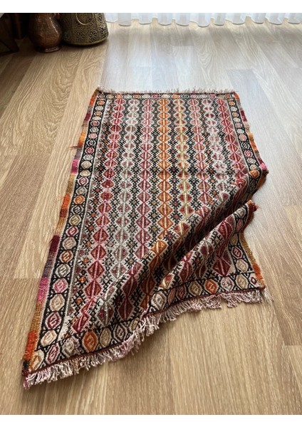 50X90 cm El Dokuma Fas Stili Geometrik Desenli Renkli Harika Anadolu Kilim