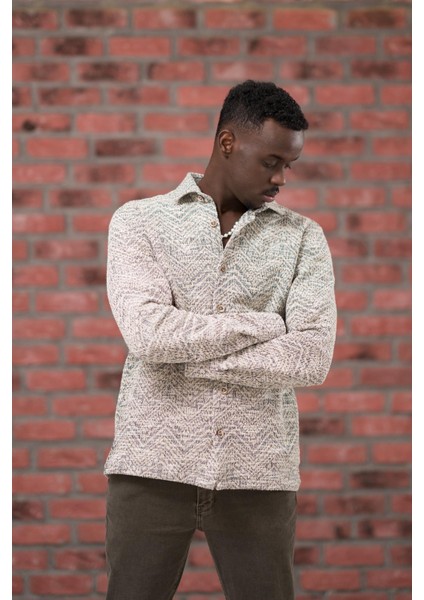 Brenzo Yarı Oversize (Hafif Bol) Desenli Oduncu Gömlek fiyatları