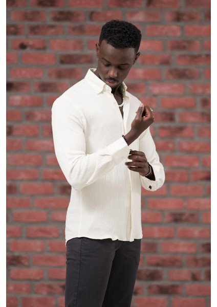 Modtime Örgü Desenli Full Likralı Pamuklu Slimfit Gömlek fiyatları