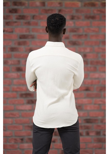 Modtime Örgü Desenli Full Likralı Pamuklu Slimfit Gömlek fırsatları