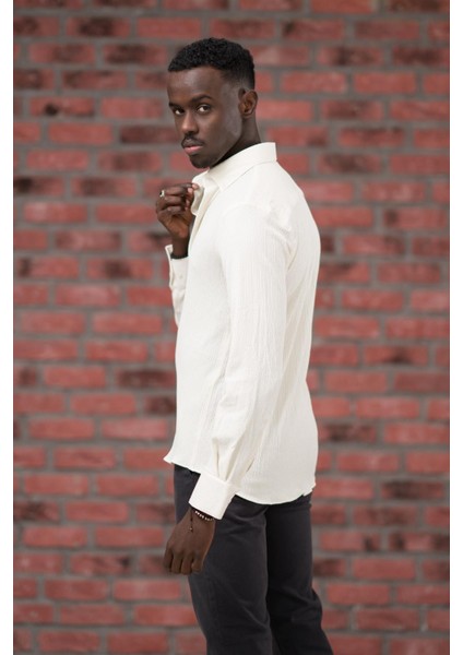 Modtime Örgü Desenli Full Likralı Pamuklu Slimfit Gömlek indirimleri